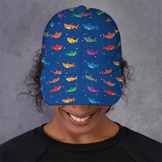 Colorful Baby Sharks Pattern Print Baseball Cap