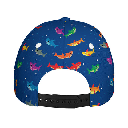 Colorful Baby Sharks Pattern Print Baseball Cap