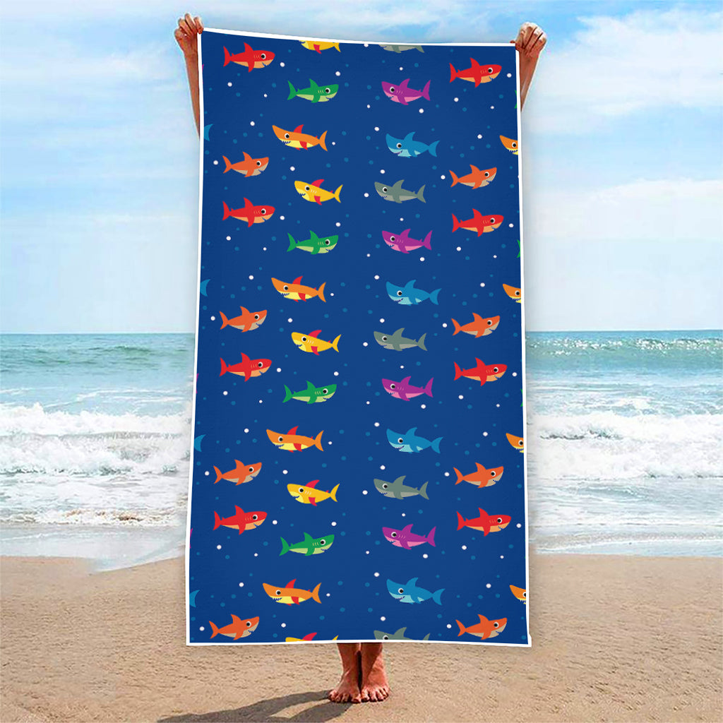 Colorful Baby Sharks Pattern Print Beach Towel