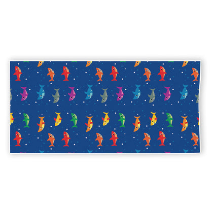Colorful Baby Sharks Pattern Print Beach Towel
