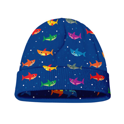 Colorful Baby Sharks Pattern Print Beanie