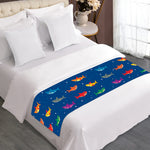 Colorful Baby Sharks Pattern Print Bed Runner
