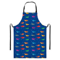 Colorful Baby Sharks Pattern Print Bib Apron With Pocket
