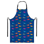 Colorful Baby Sharks Pattern Print Bib Apron With Pocket