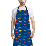 Colorful Baby Sharks Pattern Print Bib Apron With Pocket
