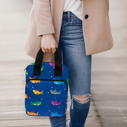 Colorful Baby Sharks Pattern Print Bible Tote Bag