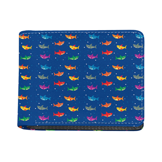 Colorful Baby Sharks Pattern Print Bifold Wallet