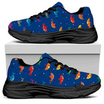 Colorful Baby Sharks Pattern Print Black Chunky Shoes