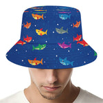 Colorful Baby Sharks Pattern Print Bucket Hat