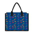 Colorful Baby Sharks Pattern Print Canvas Tote Bag
