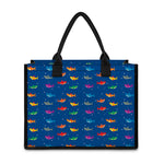 Colorful Baby Sharks Pattern Print Canvas Tote Bag