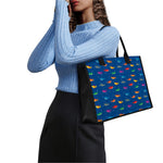 Colorful Baby Sharks Pattern Print Canvas Tote Bag