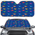 Colorful Baby Sharks Pattern Print Car Windshield Sun Shade