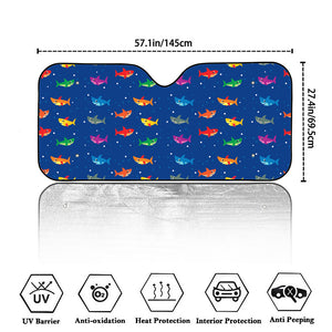 Colorful Baby Sharks Pattern Print Car Windshield Sun Shade