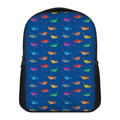 Colorful Baby Sharks Pattern Print Casual Backpack