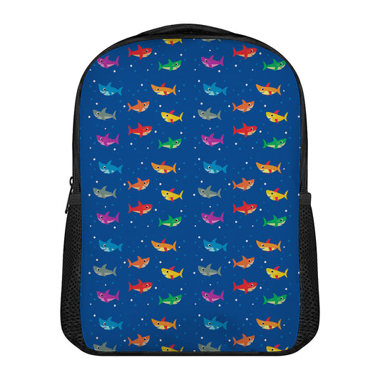 Colorful Baby Sharks Pattern Print Casual Backpack