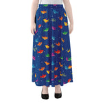 Colorful Baby Sharks Pattern Print Chiffon Maxi Skirt