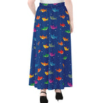 Colorful Baby Sharks Pattern Print Chiffon Maxi Skirt