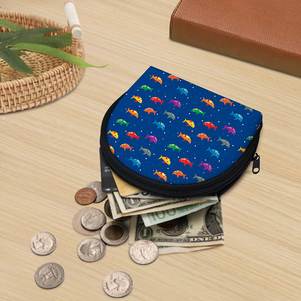 Colorful Baby Sharks Pattern Print Coin Purse