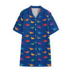 Colorful Baby Sharks Pattern Print Cotton Hawaiian Shirt