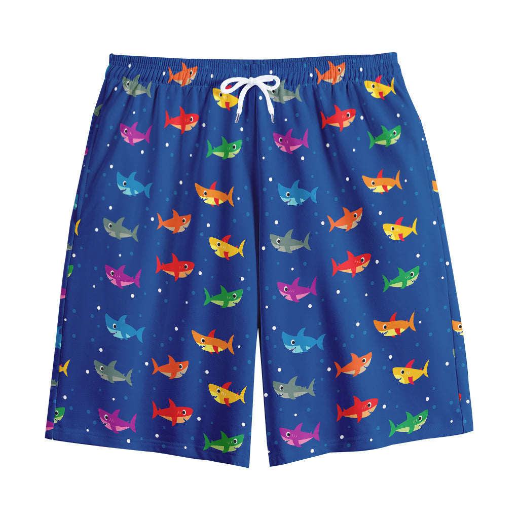 Colorful Baby Sharks Pattern Print Cotton Shorts