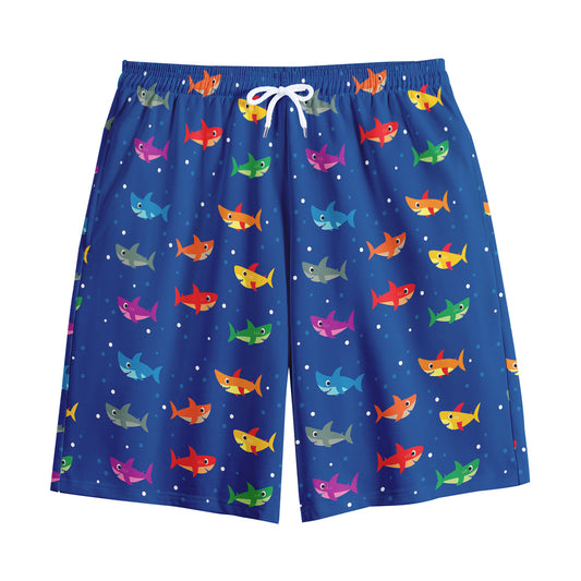 Colorful Baby Sharks Pattern Print Cotton Shorts