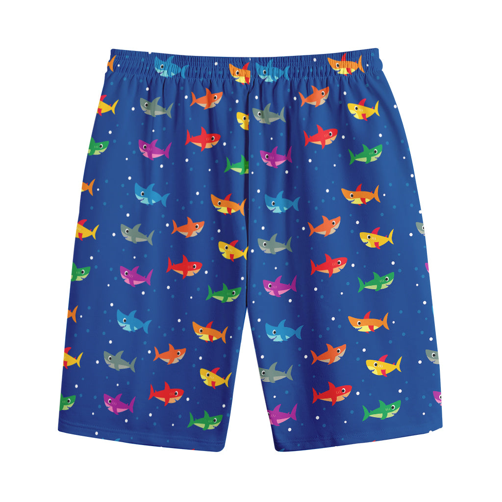Colorful Baby Sharks Pattern Print Cotton Shorts