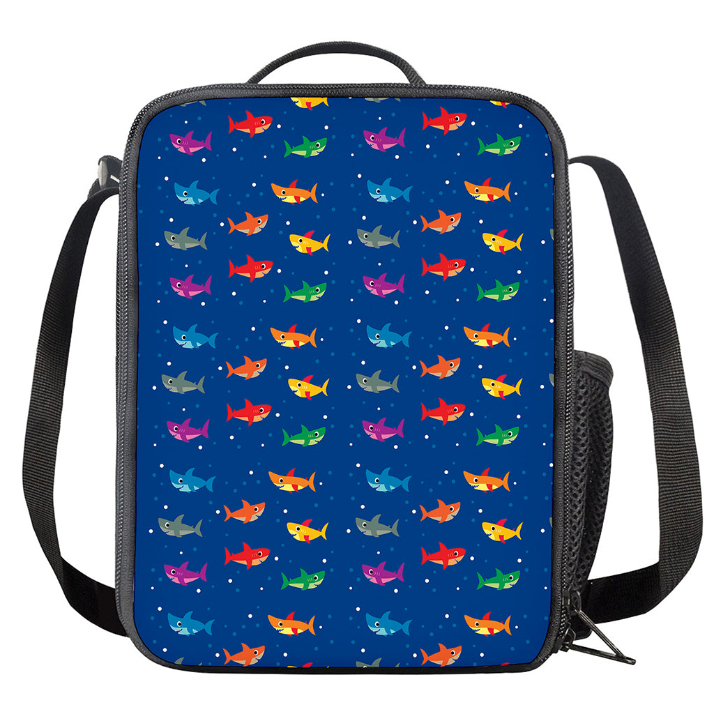 Colorful Baby Sharks Pattern Print Crossbody Lunch Bag