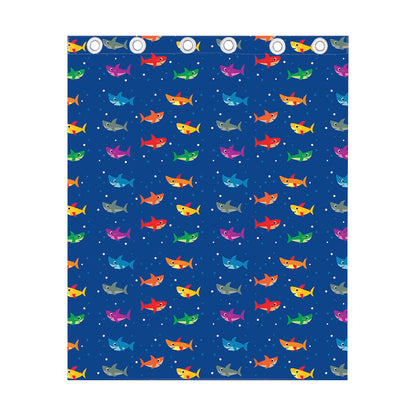 Colorful Baby Sharks Pattern Print Curtain