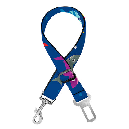 Colorful Baby Sharks Pattern Print Dog Seat Belt