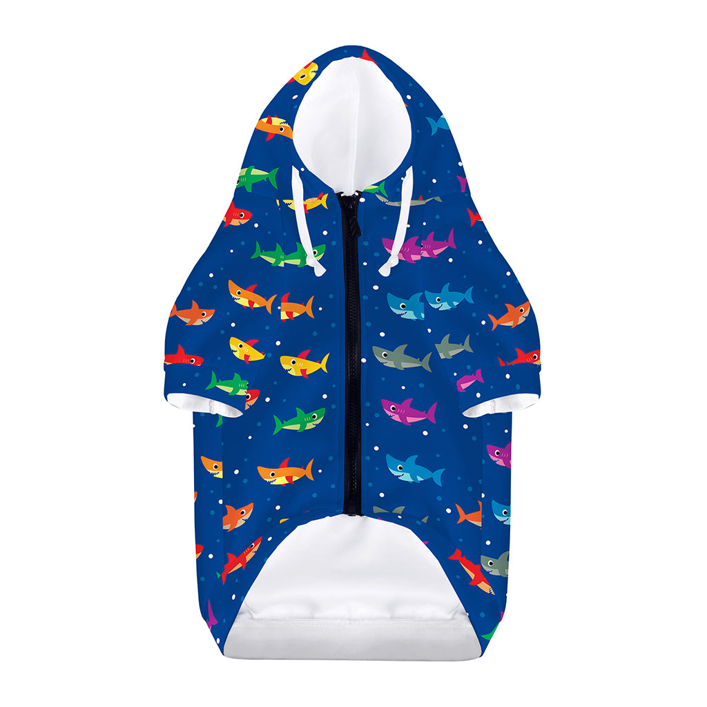 Colorful Baby Sharks Pattern Print Dog Zip Up Hoodie