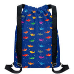 Colorful Baby Sharks Pattern Print Drawstring Backpack