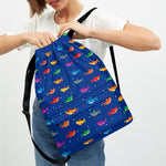 Colorful Baby Sharks Pattern Print Drawstring Backpack