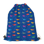 Colorful Baby Sharks Pattern Print Drawstring Bag