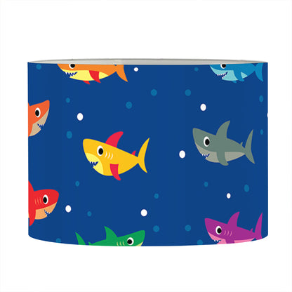 Colorful Baby Sharks Pattern Print Drum Lamp Shade