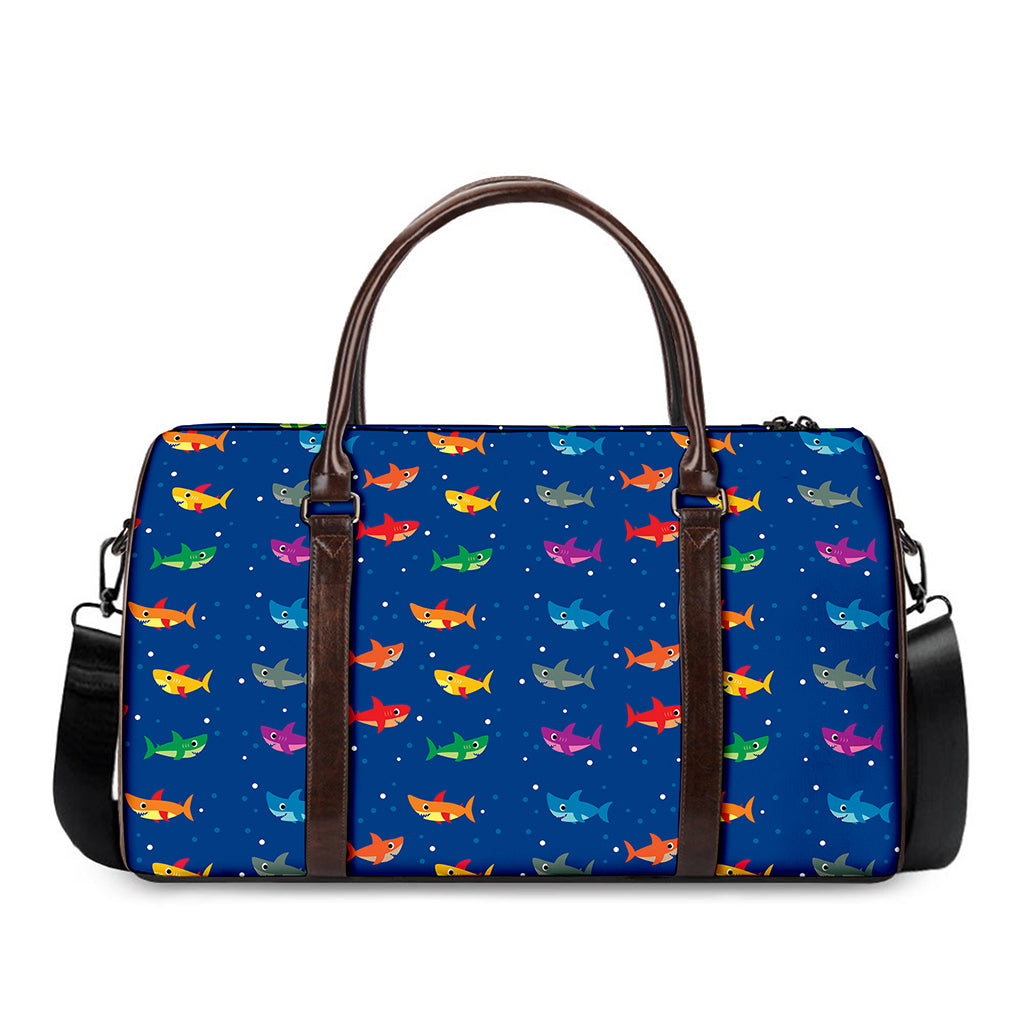 Colorful Baby Sharks Pattern Print Duffle Bag