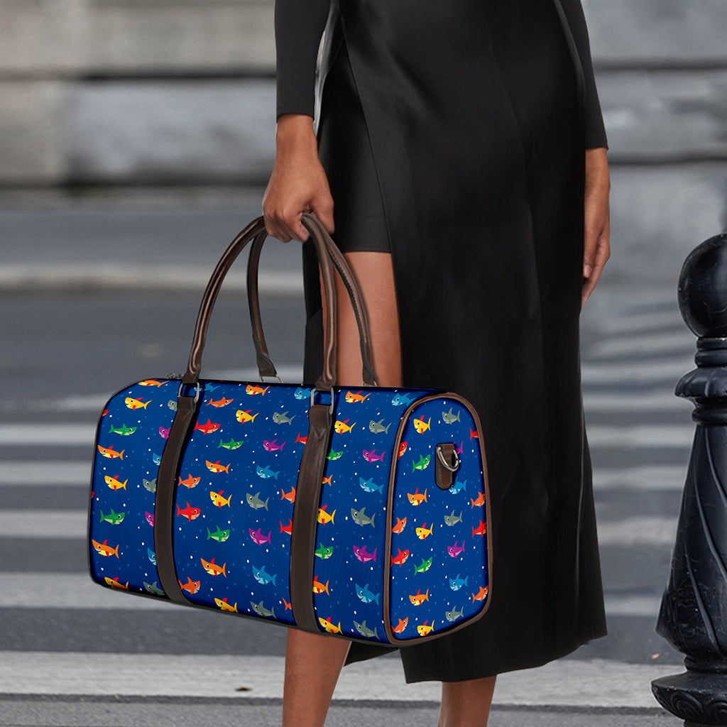 Colorful Baby Sharks Pattern Print Duffle Bag