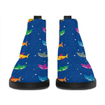 Colorful Baby Sharks Pattern Print Flat Ankle Boots