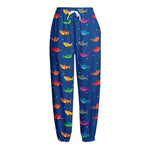 Colorful Baby Sharks Pattern Print Fleece Lined Knit Pants