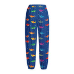Colorful Baby Sharks Pattern Print Fleece Lined Knit Pants