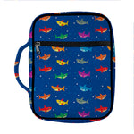 Colorful Baby Sharks Pattern Print Front Pocket Bible Bag