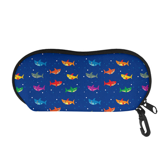 Colorful Baby Sharks Pattern Print Glasses Case