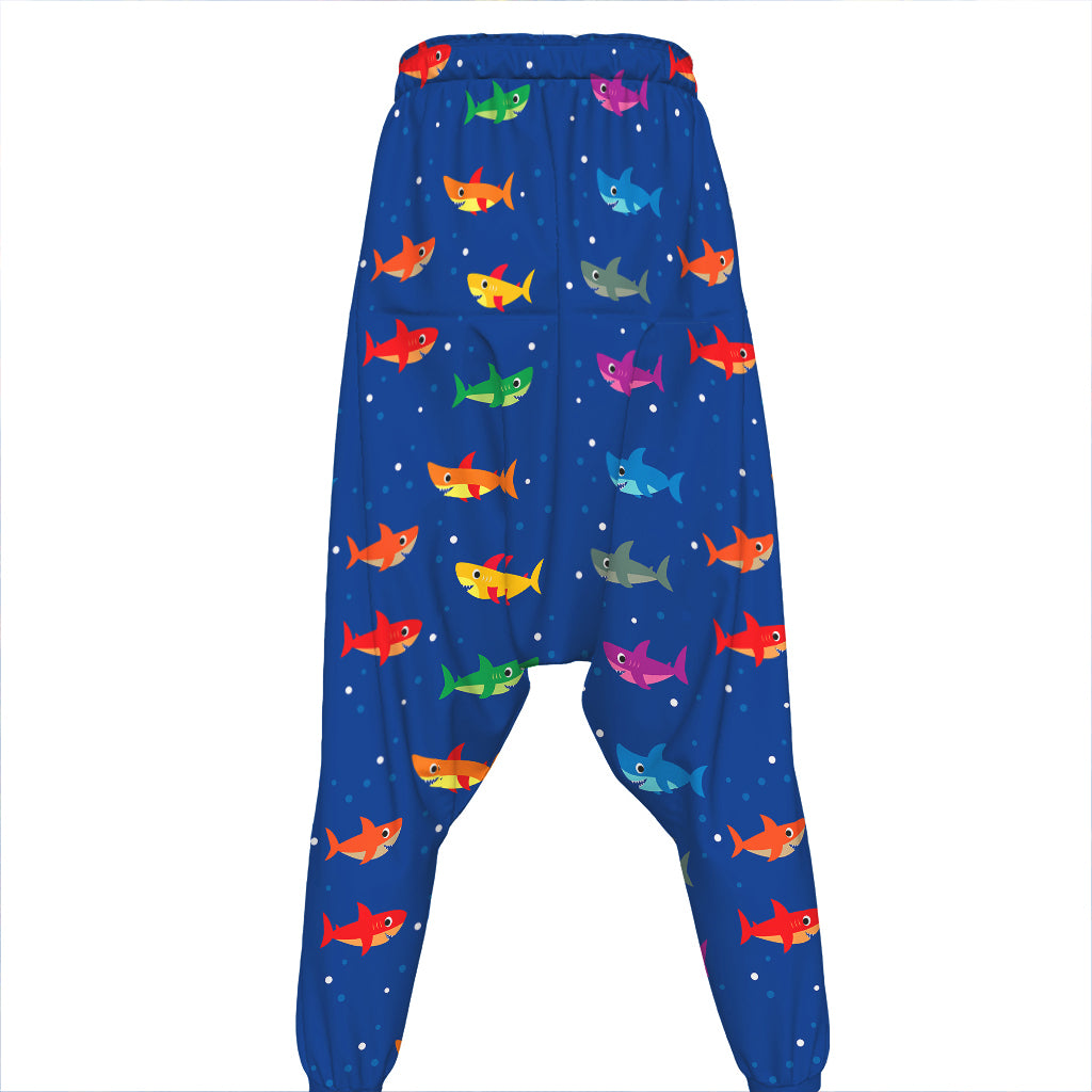 Colorful Baby Sharks Pattern Print Hammer Pants