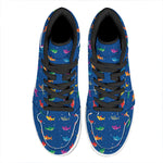 Colorful Baby Sharks Pattern Print High Top Leather Sneakers