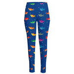 Colorful Baby Sharks Pattern Print High-Waisted Pocket Leggings