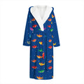 Colorful Baby Sharks Pattern Print Hooded Bathrobe