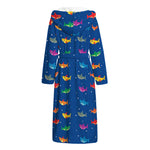 Colorful Baby Sharks Pattern Print Hooded Bathrobe