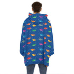 Colorful Baby Sharks Pattern Print Hoodie Blanket