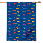 Colorful Baby Sharks Pattern Print House Flag