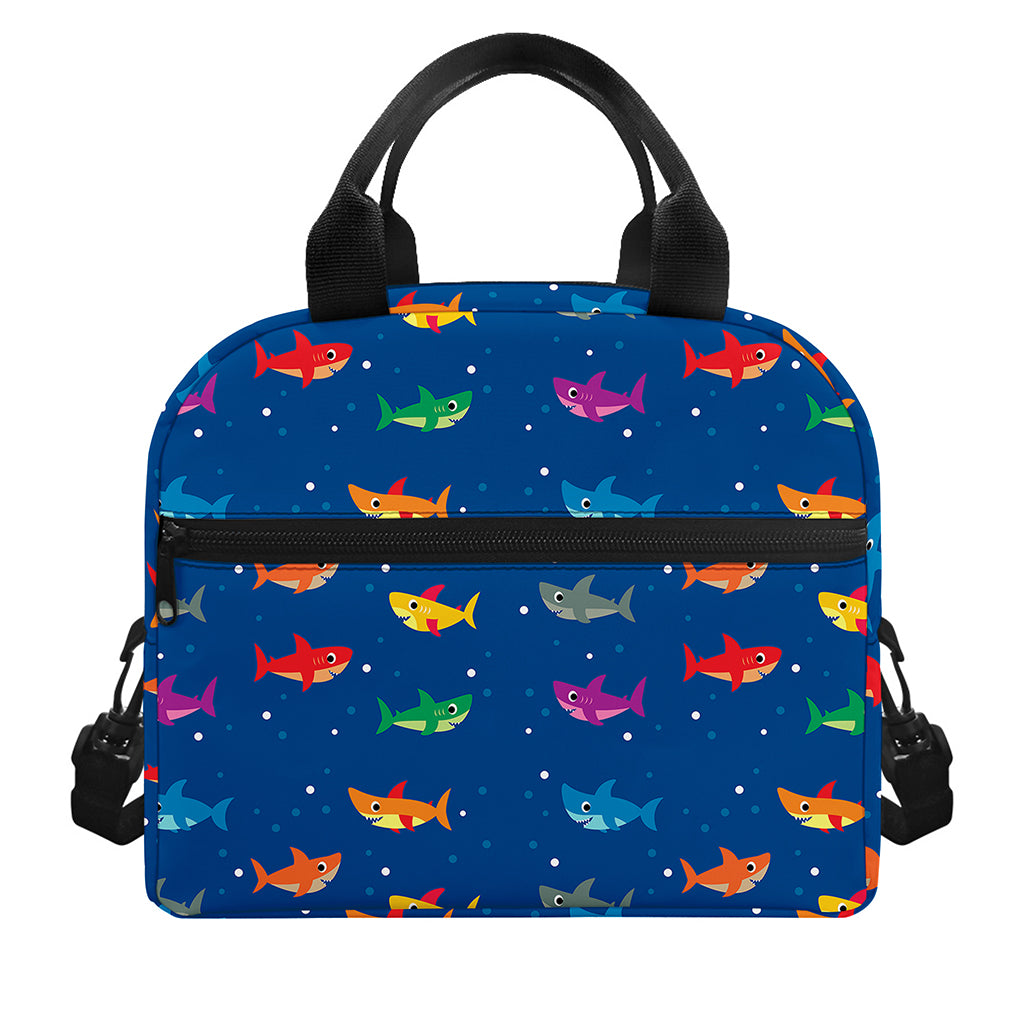 Colorful Baby Sharks Pattern Print Insulated Lunch Bag